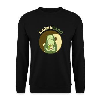 Avocado Karmacado Vegan Meditation Namaste Karma - Unisex Pullover - Schwarz - Vorne - Alina (178cm) & Michal (187cm)