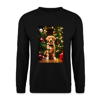 Lustig Hund Weihnachten Weihnachtsbaum Geschenk - Unisex Pullover - Schwarz - Vorne - Alina (178cm) & Michal (187cm)