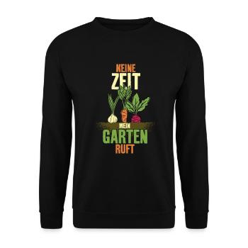 KEINE ZEIT MEIN GARTEN RUFT - Unisex Pullover - Schwarz - Vorne - Alina (178cm) & Michal (187cm)