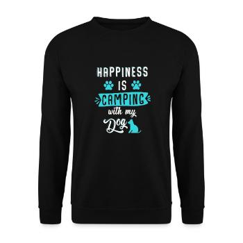 Happiness is camping with my dog - Unisex Pullover - Schwarz - Vorne - Alina (178cm) & Michal (187cm)