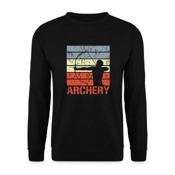 Bogenschießen Retro Look - Unisex Pullover - Schwarz - Vorne - Alina (178cm) & Michal (187cm)