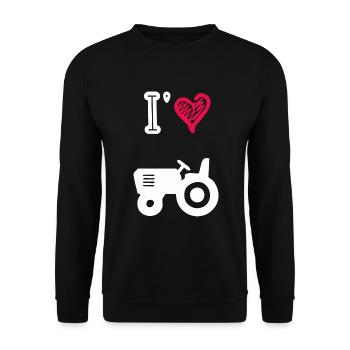Ich liebe Traktoren - Unisex Pullover - Schwarz - Vorne - Alina (178cm) & Michal (187cm)