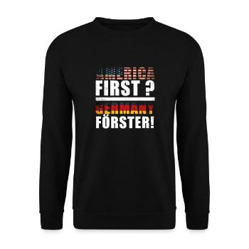 America First Germany - Unisex Pullover - Schwarz - Vorne - Alina (178cm) & Michal (187cm)