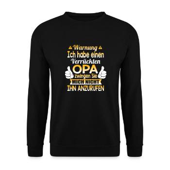 Warnung OPA - Unisex Pullover - Schwarz - Vorne - Alina (178cm) & Michal (187cm)