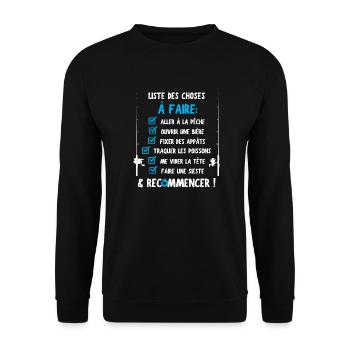 "La liste du pêcheur" t-shirt humour pêche - Sweat-shirt Unisexe - noir - Devant - Alina (178cm) & Michal (187cm)
