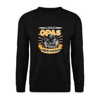 Coole Opas fahren Motorrad - lustiger Biker Spruch - Unisex Pullover - Schwarz - Vorne - Alina (178cm) & Michal (187cm)