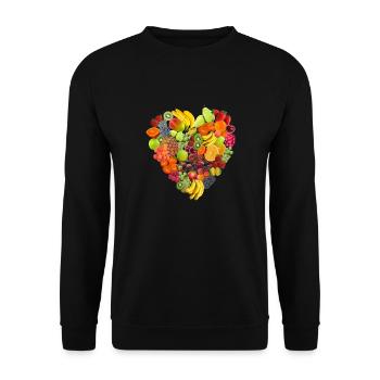 Obst-Herz - Unisex Pullover - Schwarz - Vorne - Alina (178cm) & Michal (187cm)