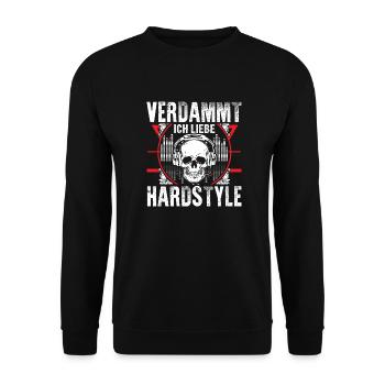 Hardstyle - Ich liebe es - Unisex Pullover - Schwarz - Vorne - Alina (178cm) & Michal (187cm)