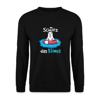 Schützt das Klima Eisbär Baby Comic Cartoon - Unisex Pullover - Schwarz - Vorne - Alina (178cm) & Michal (187cm)