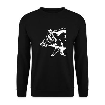 Wild Boar - Wildschwein - Keiler - Schwarzwild - Unisex Pullover - Schwarz - Vorne - Alina (178cm) & Michal (187cm)