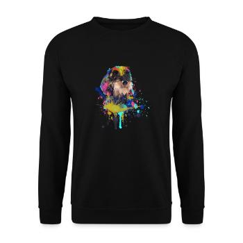 Rauhaardackel Dackel Dachshund Teckel Illustration - Unisex Pullover - Schwarz - Vorne - Alina (178cm) & Michal (187cm)