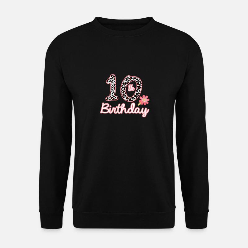 10. Geburtstag 10 Jahre altes Mädchen Leopard Schmetterling - Unisex Pullover - Schwarz