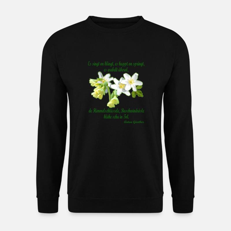 Erzgebirge, Mundart Spruch Anton Günther - Unisex Pullover - Schwarz