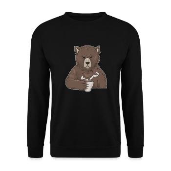 Ours grincheux avec café muffins du matin - Sweat-shirt Unisexe - noir - Devant - Alina (178cm) & Michal (187cm)