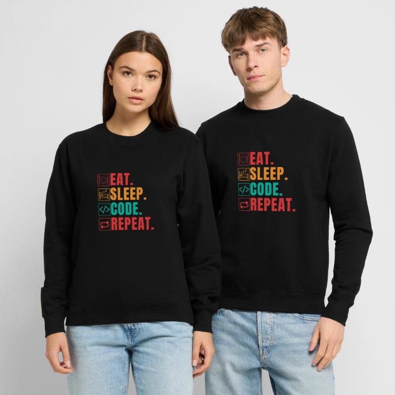 EAT SLEEP CODE REPEAT - FUNNY CODER Unisex Sweatshirt
