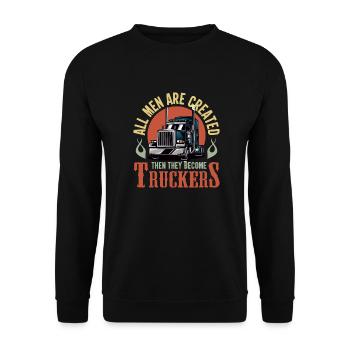 Tous les hommes sont créés puis ils deviennent camionneurs - Sweat-shirt Unisexe - noir - Devant - Alina (178cm) & Michal (187cm)