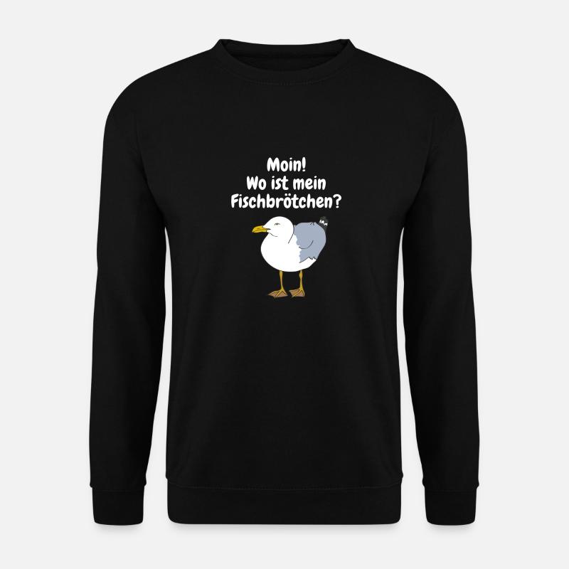 Moin! Wo ist mein Fischbrötchen? - Unisex Pullover - Schwarz