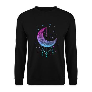 Kawaii Bunte Pastel Goth Moon - Unisex Pullover - Schwarz - Vorne - Alina (178cm) & Michal (187cm)