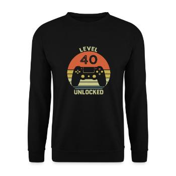 Level 40 Unlocked 40 Geburtstag Geschenk - Unisex Pullover - Schwarz - Vorne - Alina (178cm) & Michal (187cm)