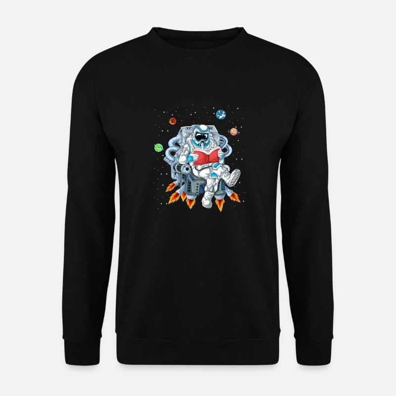 astronaut reading - Unisex Sweatshirt - black