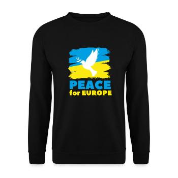 Peace for Europe Taube Ukraine Frieden мир Krieg - Unisex Pullover - Schwarz - Vorne - Alina (178cm) & Michal (187cm)