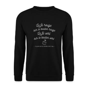 T-shirt le fil rouge sur le bouton rouge - Sweat-shirt Unisexe - noir - Devant - Alina (178cm) & Michal (187cm)