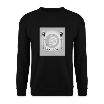 Reisender Skull in Silber - Unisex Pullover - Schwarz - Vorne - Alina (178cm) & Michal (187cm)