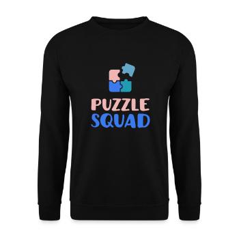 Jigsaw Puzzle Squad Funny Saying Hobby Puzzling - Unisex Sweatshirt - black - Front - Alina (178cm) & Michal (187cm)
