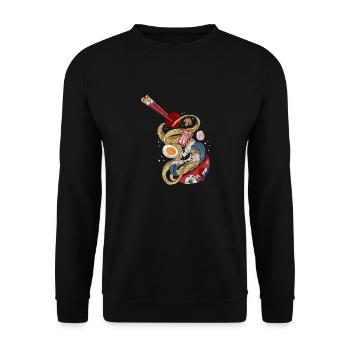 Japanese Ramen Hokusai Wave Art - Unisex Sweatshirt - black - Front - Alina (178cm) & Michal (187cm)