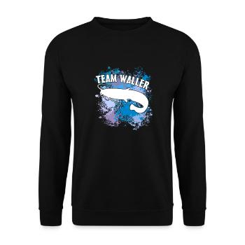 Poisson-chat Wels Waller sur des taches de couleur - Sweat-shirt Unisexe - noir - Devant - Alina (178cm) & Michal (187cm)