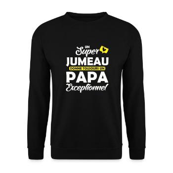 super jumeau - papa exceptionnel / futur papa - Sweat-shirt Unisexe - noir - Devant - Alina (178cm) & Michal (187cm)