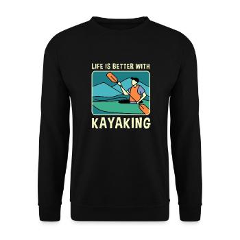 Life With Kayaking Paddling Water Sports Kayak - Unisex Sweatshirt - black - Front - Alina (178cm) & Michal (187cm)