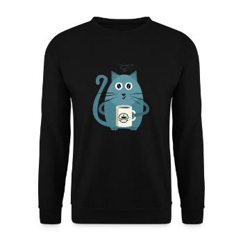 Kitty Drinking Coffee - Funny Cats - Unisex Sweatshirt - black - Front - Alina (178cm) & Michal (187cm)