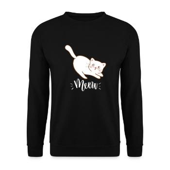 Mignon Kawaii drôle de chat disant miaulement - Sweat-shirt Unisexe - noir - Devant - Alina (178cm) & Michal (187cm)