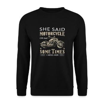Motorradfahrer Biker Leidenschaft - Unisex Pullover - Schwarz - Vorne - Alina (178cm) & Michal (187cm)