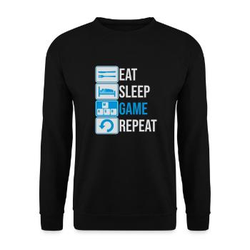 Eat Sleep Game Repeat - Unisex Sweatshirt - black - Front - Alina (178cm) & Michal (187cm)
