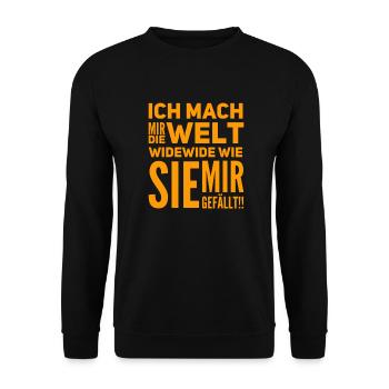 Ich mach mir die Welt widewide wie sie mir gefällt - Unisex Pullover - Schwarz - Vorne - Alina (178cm) & Michal (187cm)
