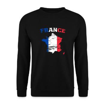 Carte murale de France Drapeau utilisé - Sweat-shirt Unisexe - noir - Devant - Alina (178cm) & Michal (187cm)