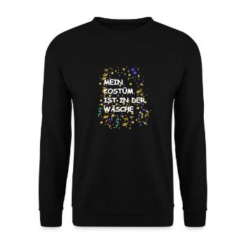 Karneval Kostüm ''Mein Kostüm ist in der Wäsche'' - Unisex Pullover - Schwarz - Vorne - Alina (178cm) & Michal (187cm)