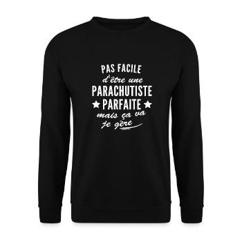 parachutiste parfaite / humour femme parachutiste - Sweat-shirt Unisexe - noir - Devant - Alina (178cm) & Michal (187cm)