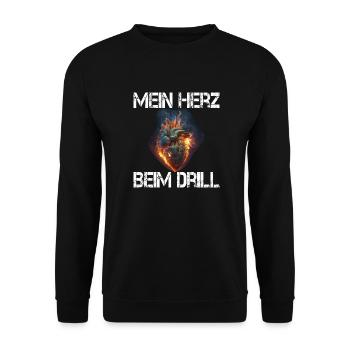 Herz Adrenalin Angeln Drillen - Unisex Pullover - Schwarz - Vorne - Alina (178cm) & Michal (187cm)