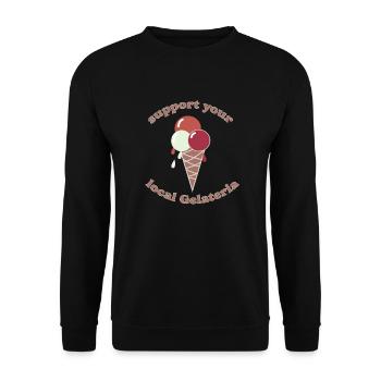 Support you local Gelateria - Unisex Pullover - Schwarz - Vorne - Alina (178cm) & Michal (187cm)