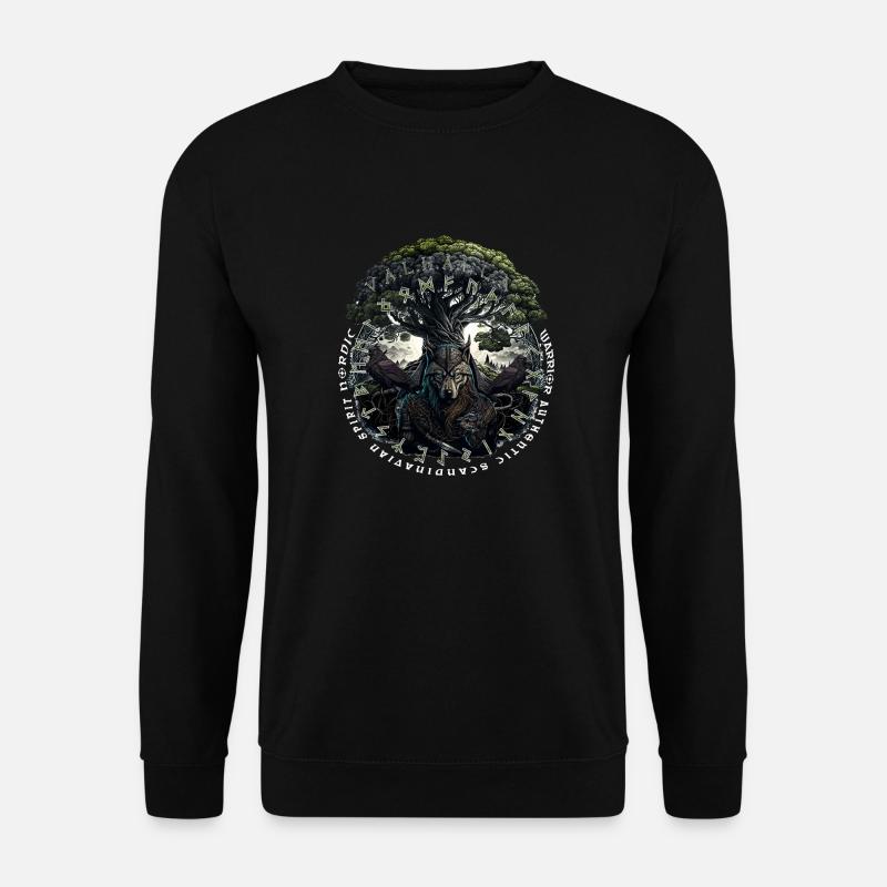 Wikinger Valhalla Wolf Odins - Unisex Pullover - Schwarz