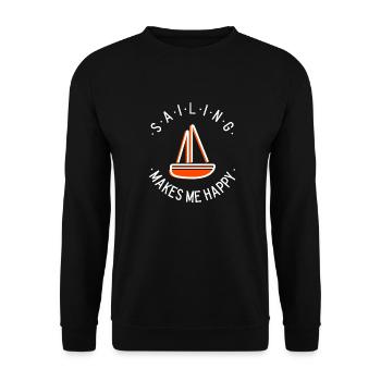 Sailing, Sailboat, Skipper: sailing makes me happy - Unisex Sweatshirt - black - Front - Alina (178cm) & Michal (187cm)