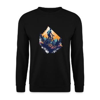 Mountain biking in the mountains - Unisex Sweatshirt - black - Front - Alina (178cm) & Michal (187cm)