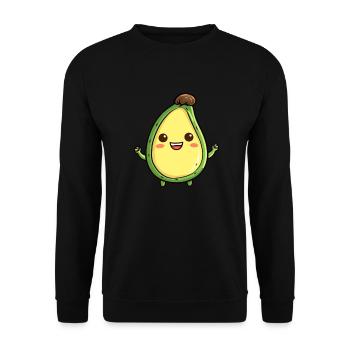 Happycado - Süße Avocade - Unisex Pullover - Schwarz - Vorne - Alina (178cm) & Michal (187cm)
