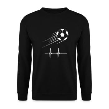 Fussball ist mehr als Sport, Herzschlag Geschenk - Unisex Pullover - Schwarz - Vorne - Alina (178cm) & Michal (187cm)