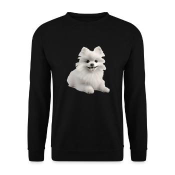 Weißer Pomeranian Geschenk - Unisex Pullover - Schwarz - Vorne - Alina (178cm) & Michal (187cm)