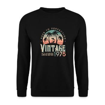 1975 Birthday Gift Born 1975 - Unisex Sweatshirt - black - Front - Alina (178cm) & Michal (187cm)