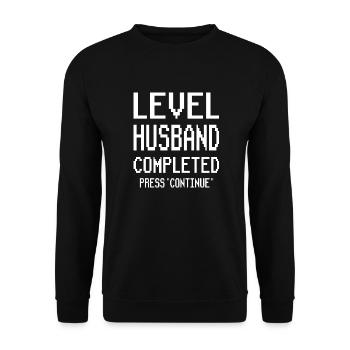 Ehemann Gaming Gamer Hochzeit Geschenk - Unisex Pullover - Schwarz - Vorne - Alina (178cm) & Michal (187cm)